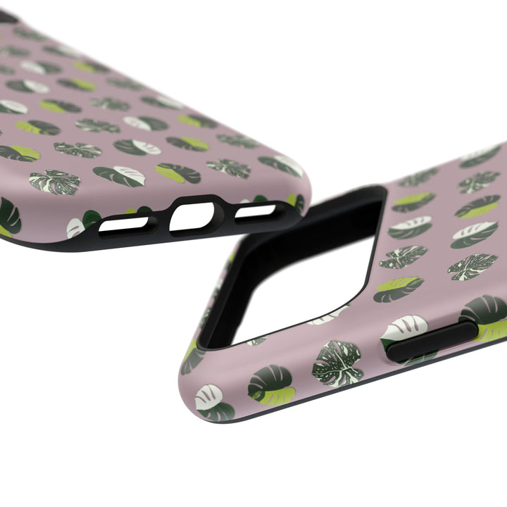 Variegated Monstera Pattern Phone Case – Dual Layer Protective Cover
