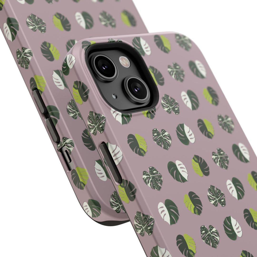Variegated Monstera Pattern Phone Case – Dual Layer Protective Cover