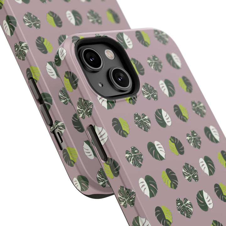 Variegated Monstera Pattern Phone Case – Dual Layer Protective Cover