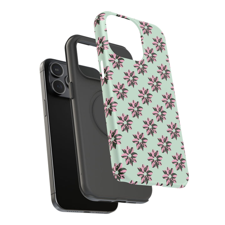 Pink Princess Philodendron Pattern Phone Case – Dual Layer Protective Cover