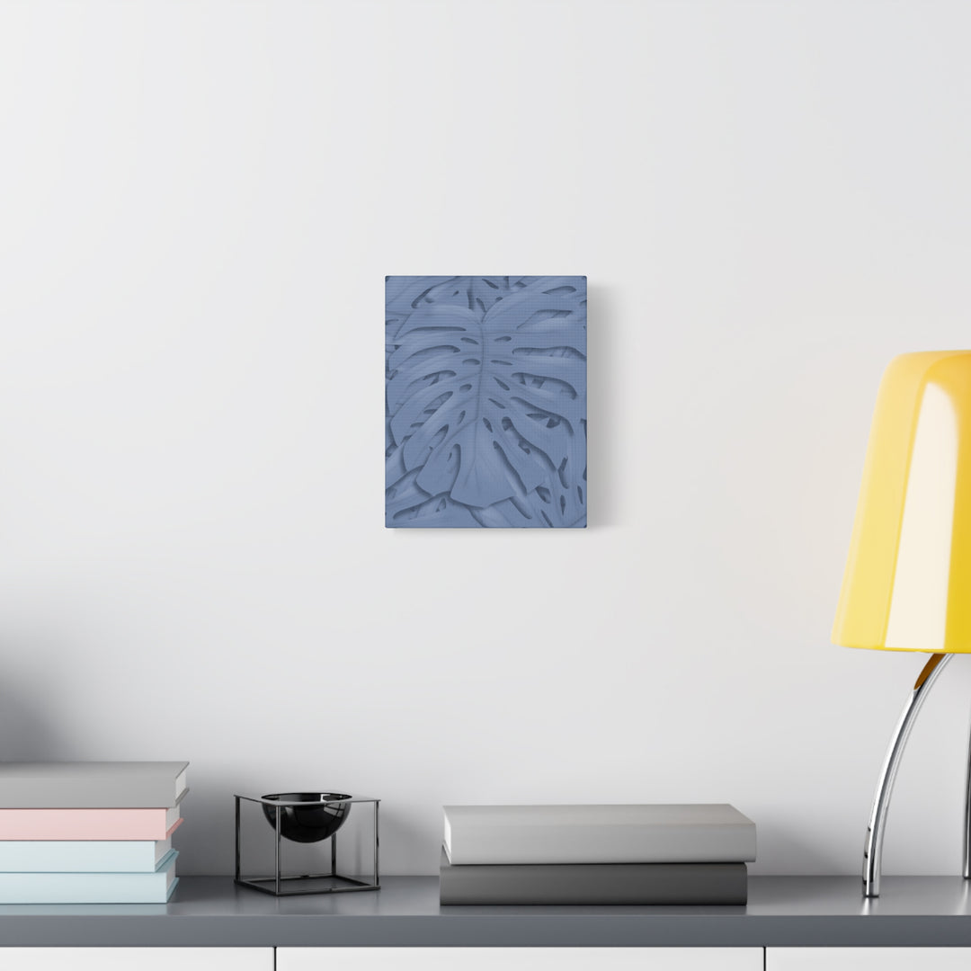 Monstera Canvas Art Blue Tropical Leaf Wall Art on Matte Cotton Canvas Print by The Potted Pixel