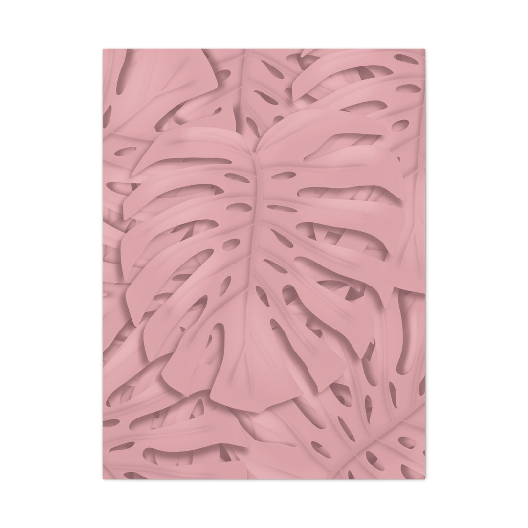 Monstera Canvas Art Soft Pink Botanical Wall Decor Matte Finish Print For Living Room