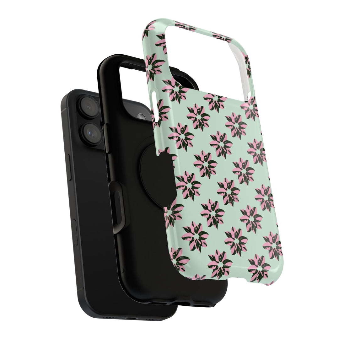 Pink Princess Philodendron Pattern Phone Case – Dual Layer Protective Cover by Printify