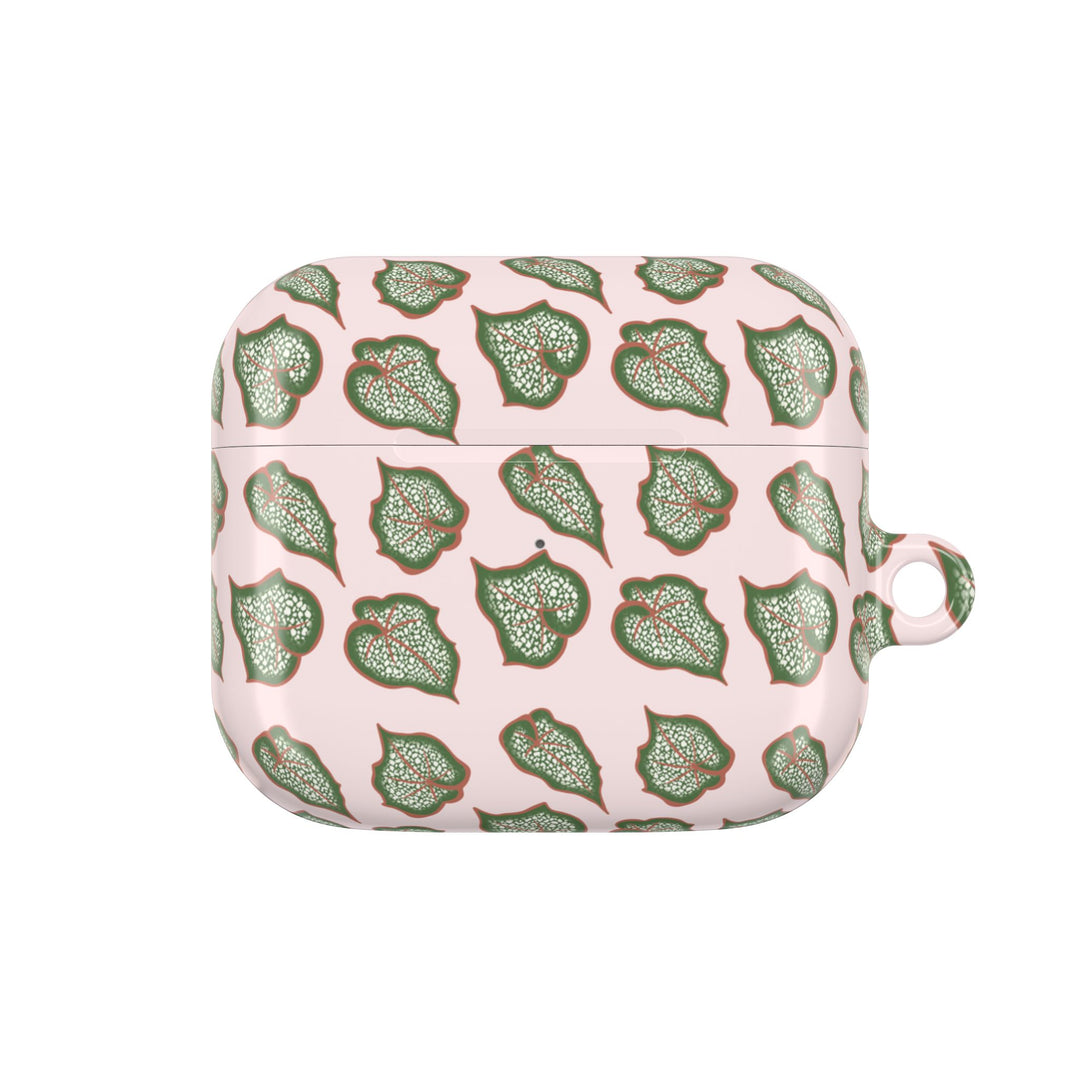 Begonia Pattern AirPod Case With Glossy Plant Design Wireless Charging Compatible Lightweight Polycarbonate Shell