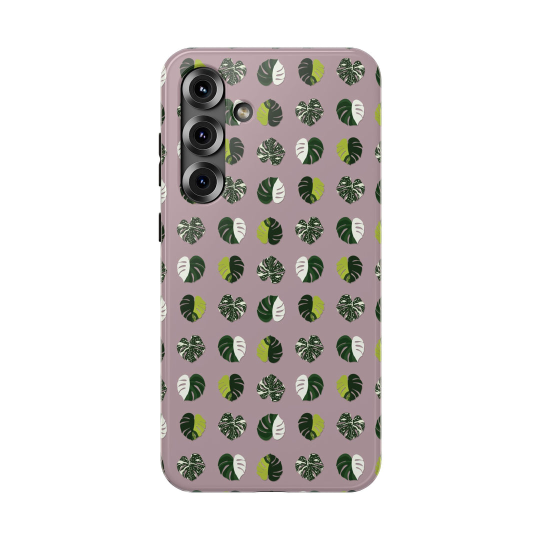 Variegated Monstera Pattern Phone Case – Dual Layer Protective Cover