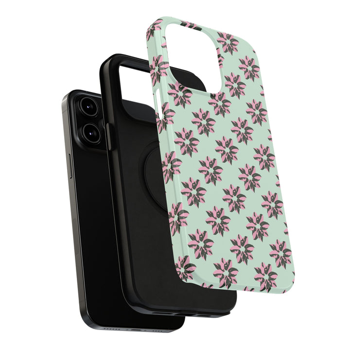 Pink Princess Philodendron Pattern Phone Case – Dual Layer Protective Cover