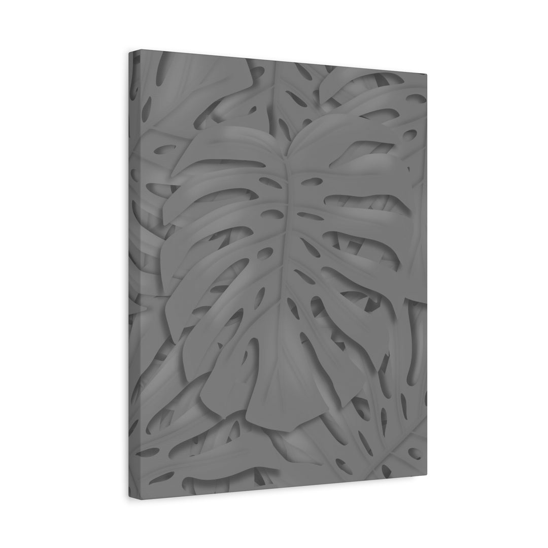 Charcoal Monstera Canvas Wall Art Matte Stretched 1.25 Inch Thick Tropical Leaf Print For Living Room Decor