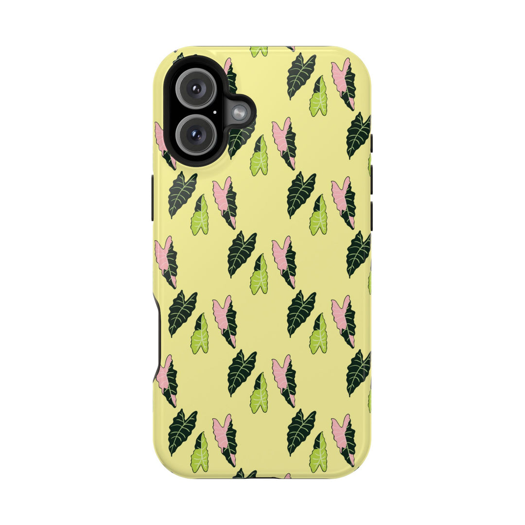 Alocasia Pattern Impact Resistant Phone Case Botanical Cover Full Wrap Print Wireless Charging