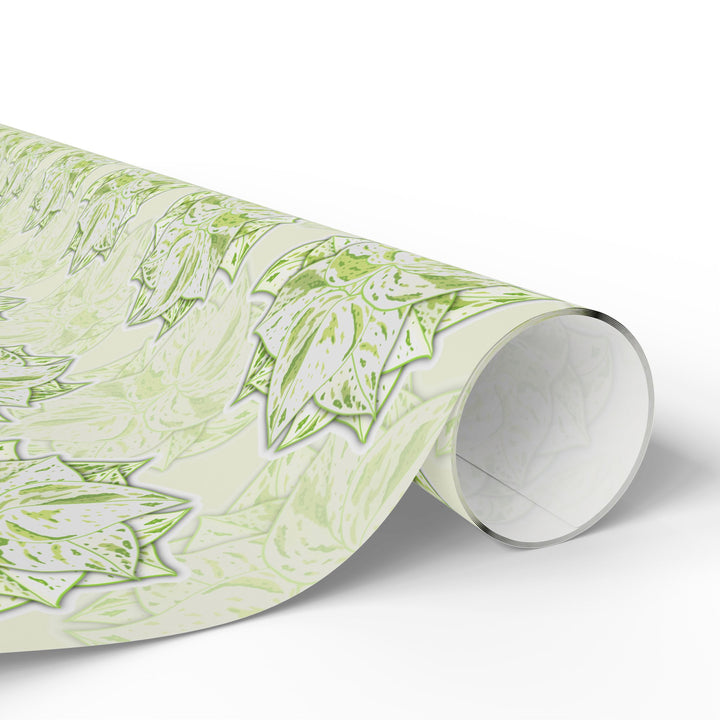 Snow Queen Pothos Floral Wrapping Paper – Elegant Leaf Pattern Gift Wrap for Weddings, Spring & Nature Lovers