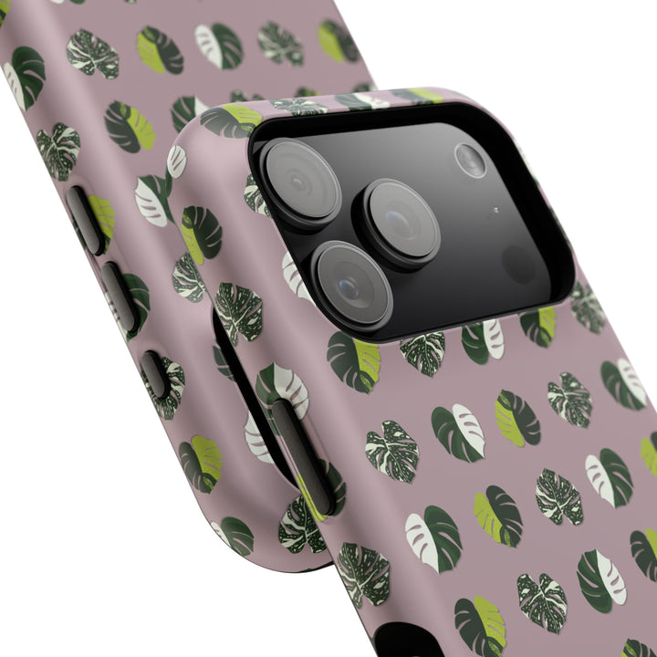 Variegated Monstera Pattern Phone Case – Dual Layer Protective Cover