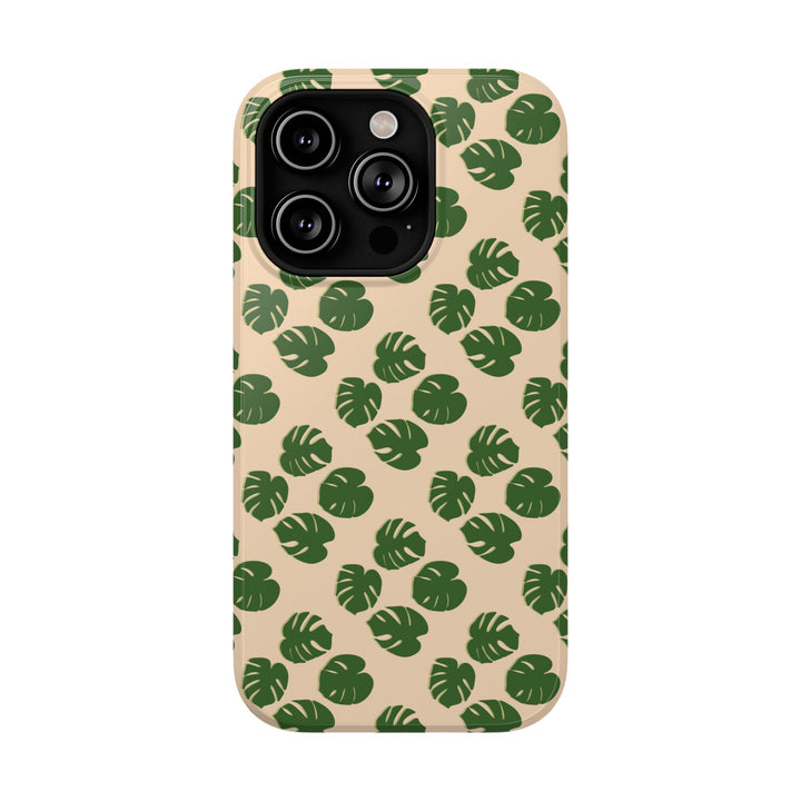 Monstera Pattern Impact-Resistant Phone Case Green Botanical Protective Cover Dual Layer Slim Design
