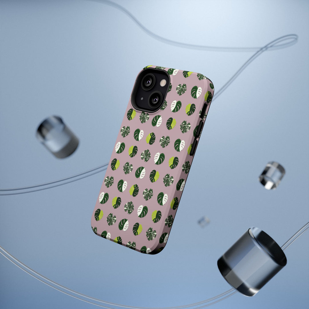 Variegated Monstera Pattern Phone Case – Dual Layer Protective Cover