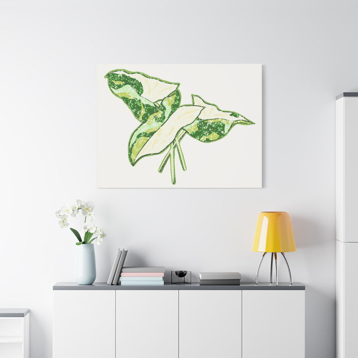 Marble Syngonium Canvas Botanical Wall Art Stretched Print On Durable Cotton Canvas Matte Finish