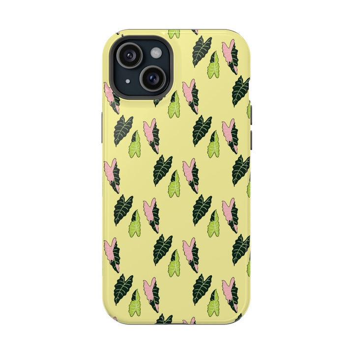 Alocasia Pattern Impact Resistant Phone Case Botanical Cover Full Wrap Print Wireless Charging