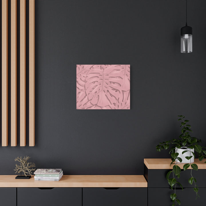 Monstera Canvas Art Soft Pink Botanical Wall Decor Matte Finish Print For Living Room