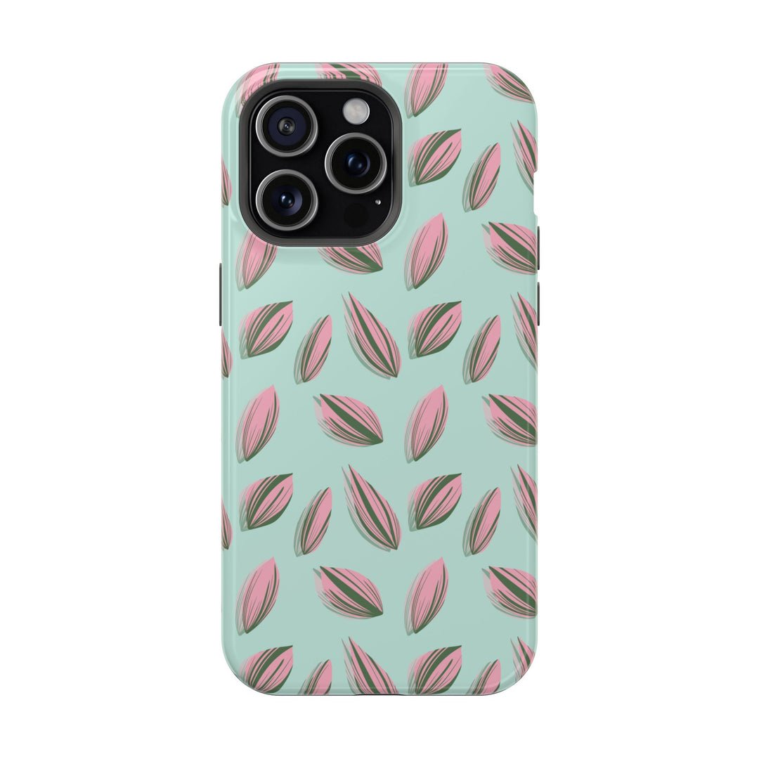 Tradescantia Nanouk Pattern Dual-Layer Impact-Resistant Phone Case Green Botanical Protective Cover
