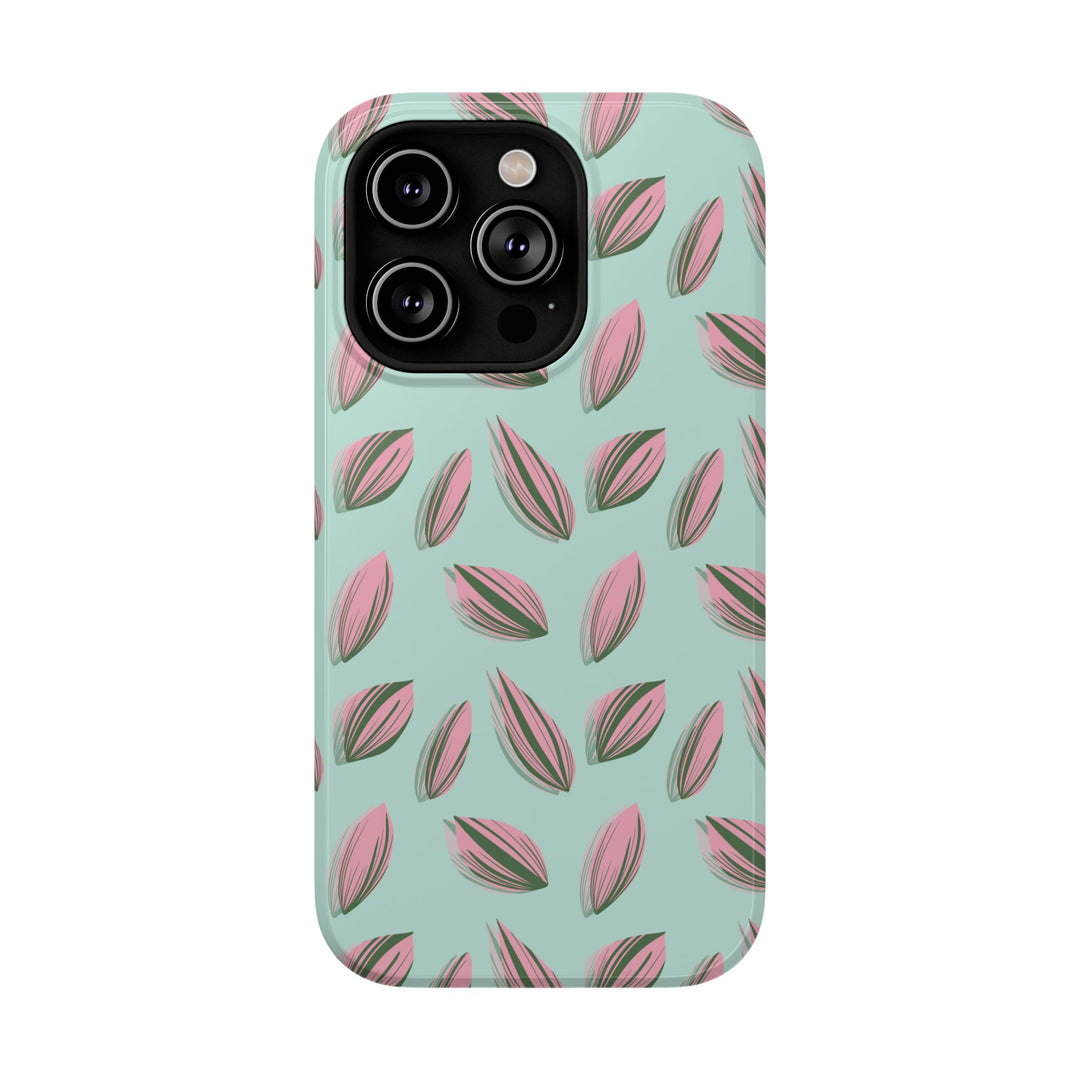 Tradescantia Nanouk Pattern Dual-Layer Impact-Resistant Phone Case Green Botanical Protective Cover