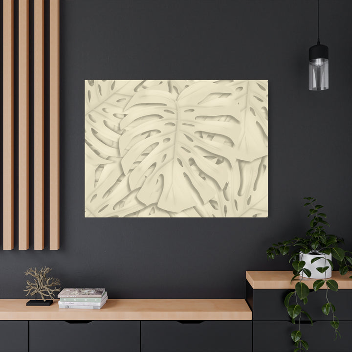 Monstera Canvas Print Durable Cotton Stretched Canvas With Beige Botanical Artwork For Modern Home Decor