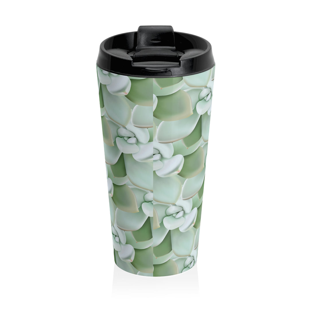 Succulent Pattern 20 Oz Stainless Steel Travel Tumbler With Vacuum Insulation Pastel Rosette Design