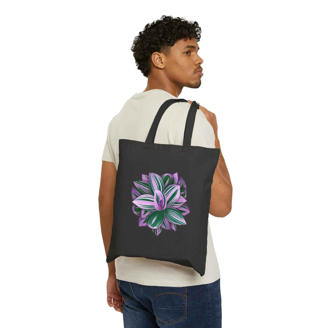 Cotton Tote Bag – Colorful Tradescantia Nanouk Design | 15x16 Inch Canvas - The Potted Pixel