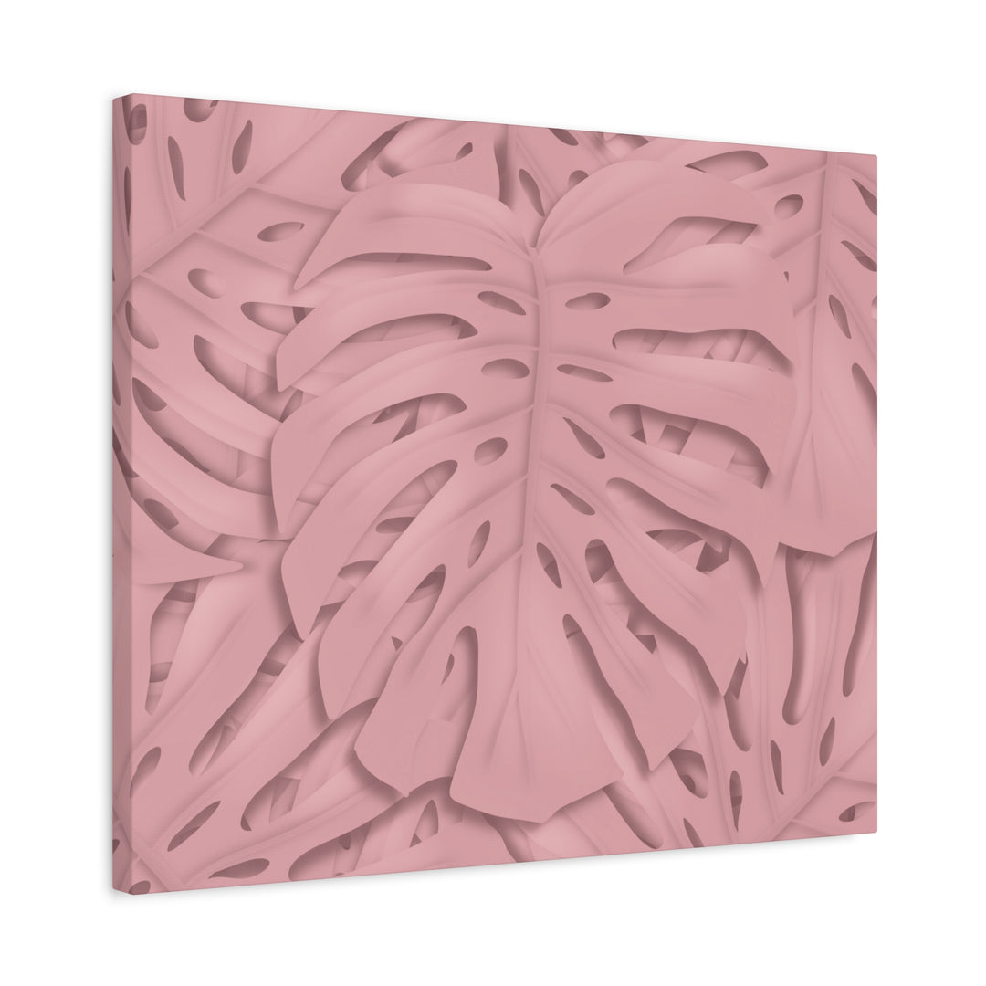 Monstera Canvas Art Soft Pink Botanical Wall Decor Matte Finish Print For Living Room