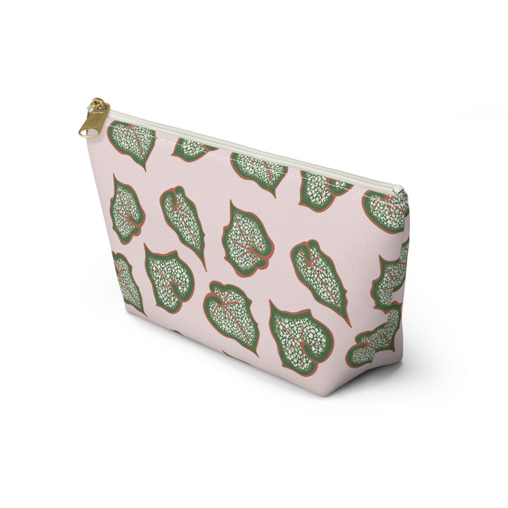 Begonia Pattern Accessory Pouch Makeup Bag With T Bottom For Cosmetics And Small Essentials
