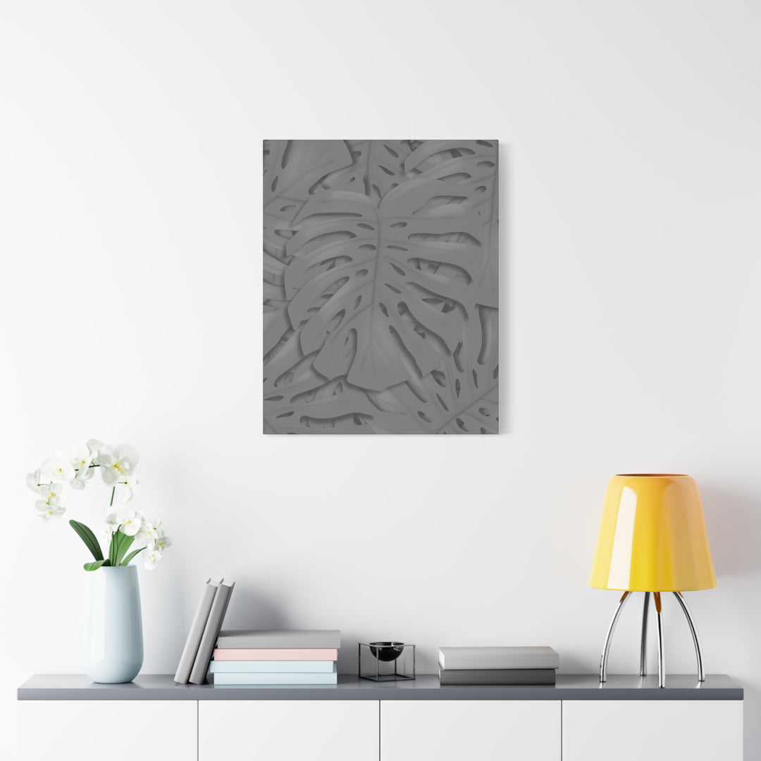 Charcoal Monstera Canvas Wall Art Matte Stretched 1.25 Inch Thick Tropical Leaf Print For Living Room Decor