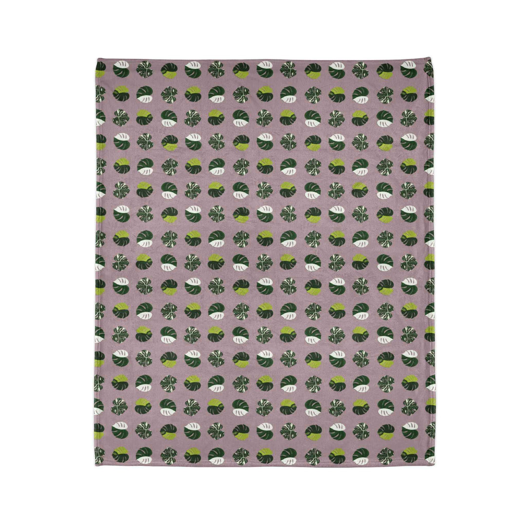 Variegated Monstera Pattern Cozy Fleece Throw Blanket