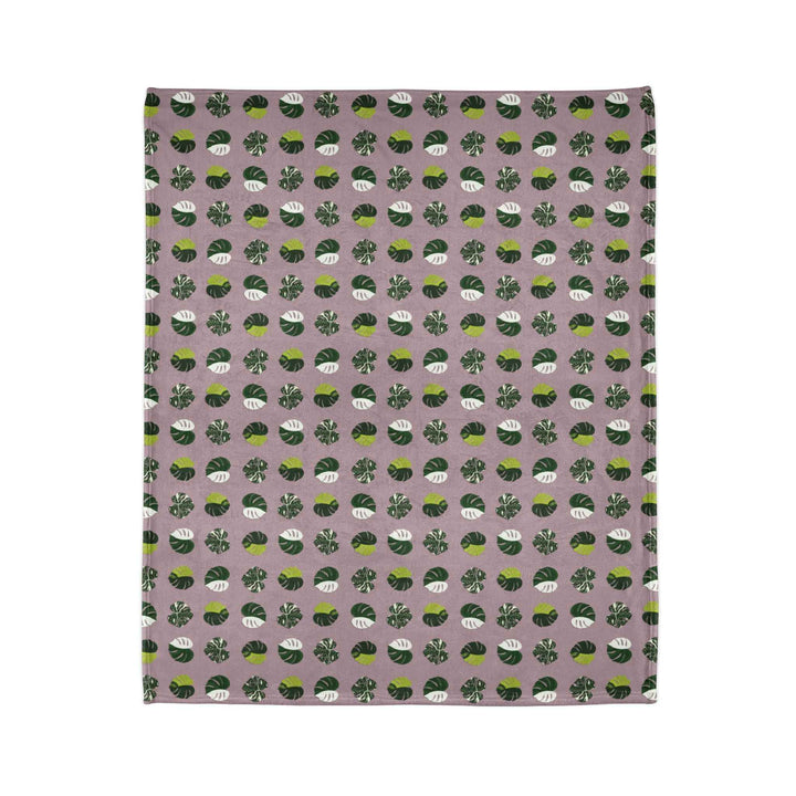 Variegated Monstera Pattern Cozy Fleece Throw Blanket