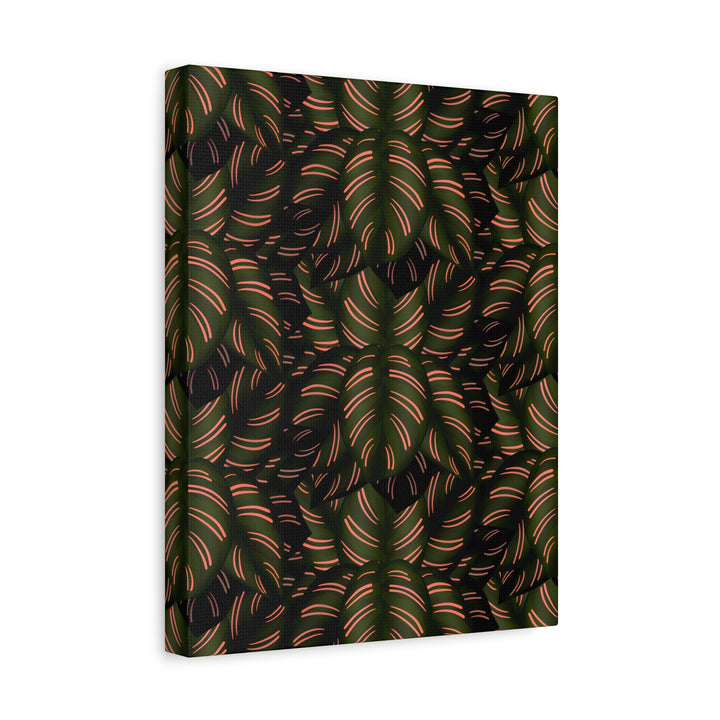 Calathea Pinstripe Canvas Print With Matte Finish Stretched Botanical Wall Art For Living Room Decor