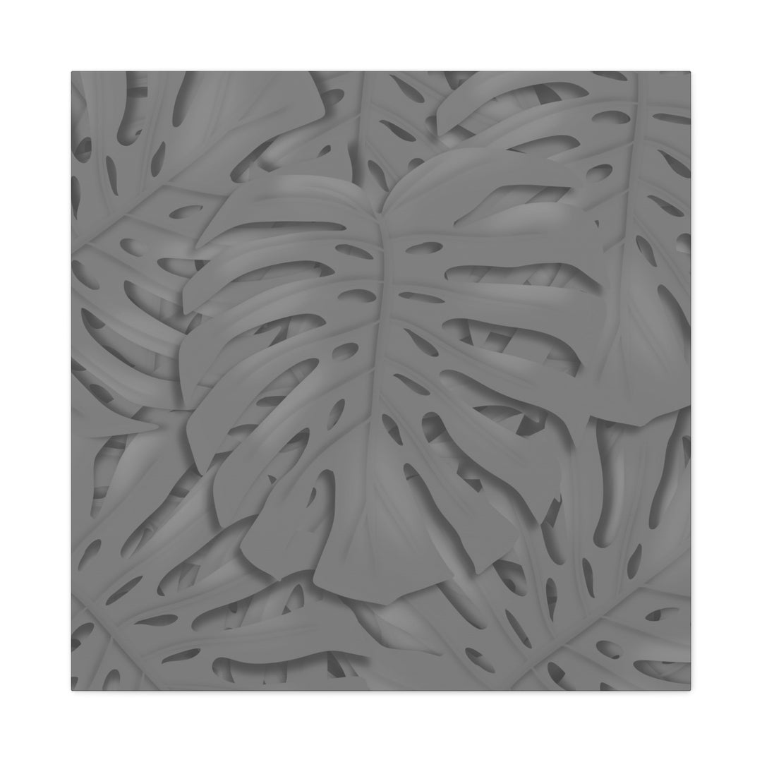 Charcoal Monstera Canvas Wall Art Matte Stretched 1.25 Inch Thick Tropical Leaf Print For Living Room Decor