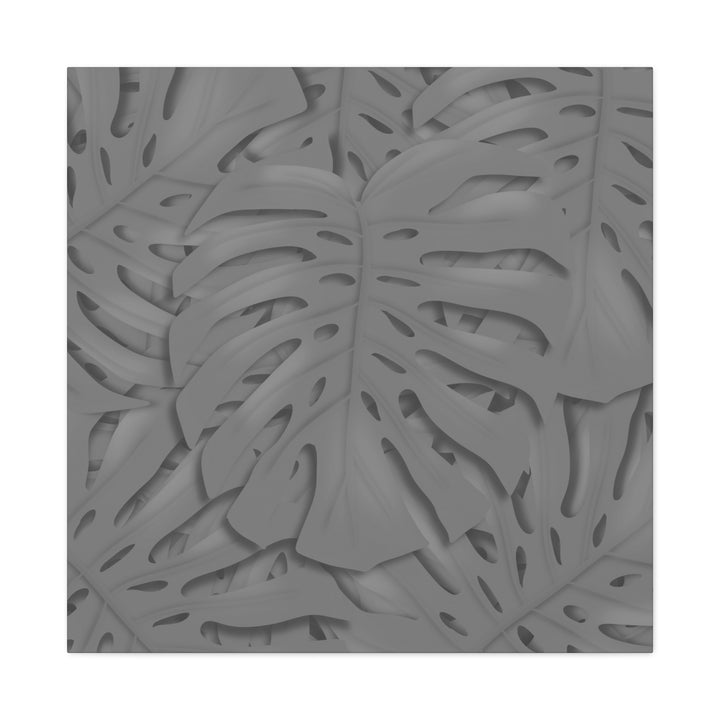 Charcoal Monstera Canvas Wall Art Matte Stretched 1.25 Inch Thick Tropical Leaf Print For Living Room Decor