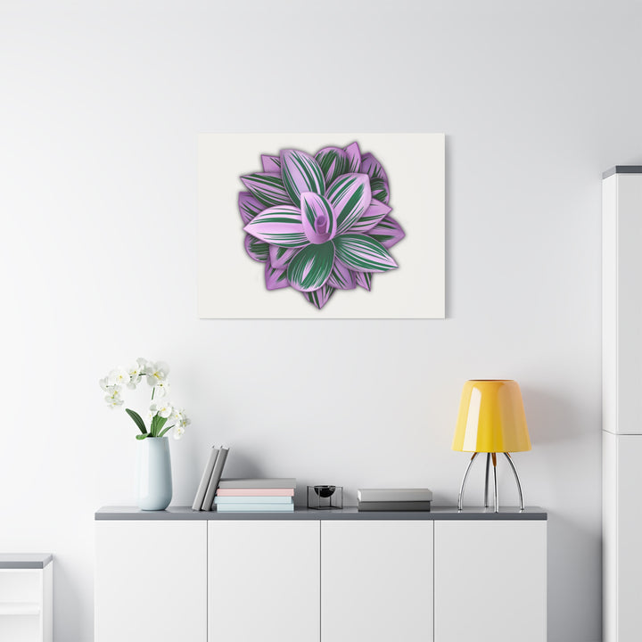 Tradescantia Nanouk Canvas Botanical Wall Art Print Pink Green Foliage On Stretched Cotton Canvas