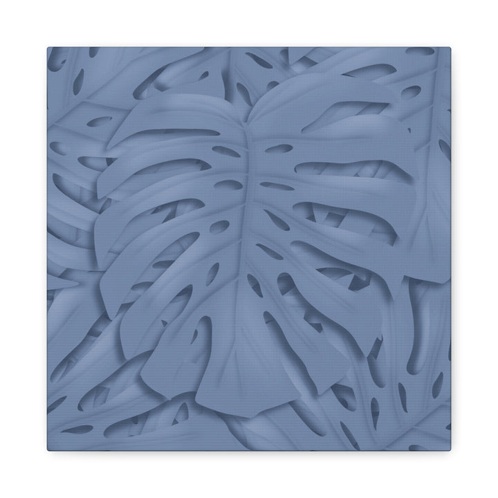Monstera Canvas Art Blue Tropical Leaf Wall Art on Matte Cotton Canvas Print by The Potted Pixel
