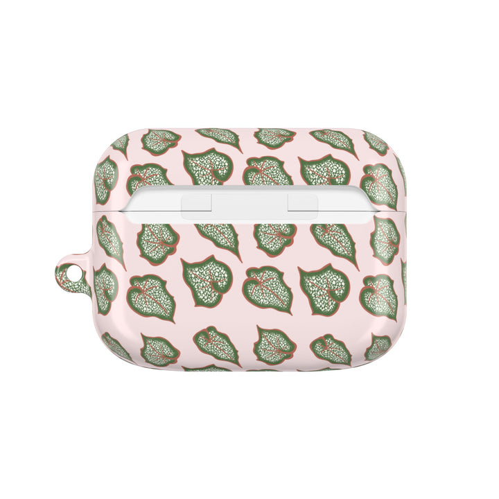 Begonia Pattern AirPod Case With Glossy Plant Design Wireless Charging Compatible Lightweight Polycarbonate Shell