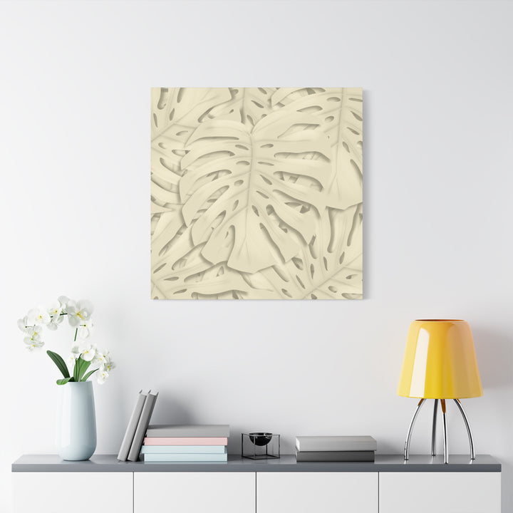 Monstera Canvas Print Durable Cotton Stretched Canvas With Beige Botanical Artwork For Modern Home Decor