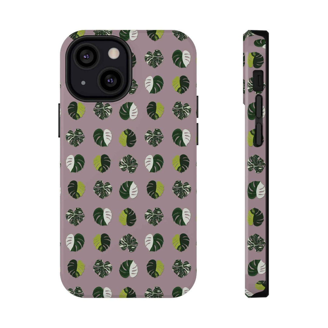 Variegated Monstera Pattern Phone Case – Dual Layer Protective Cover