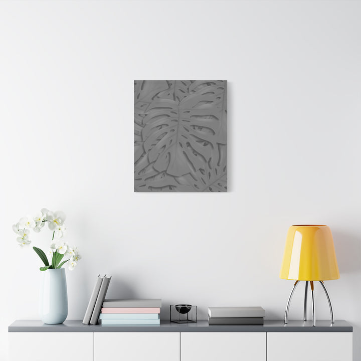 Charcoal Monstera Canvas Wall Art Matte Stretched 1.25 Inch Thick Tropical Leaf Print For Living Room Decor