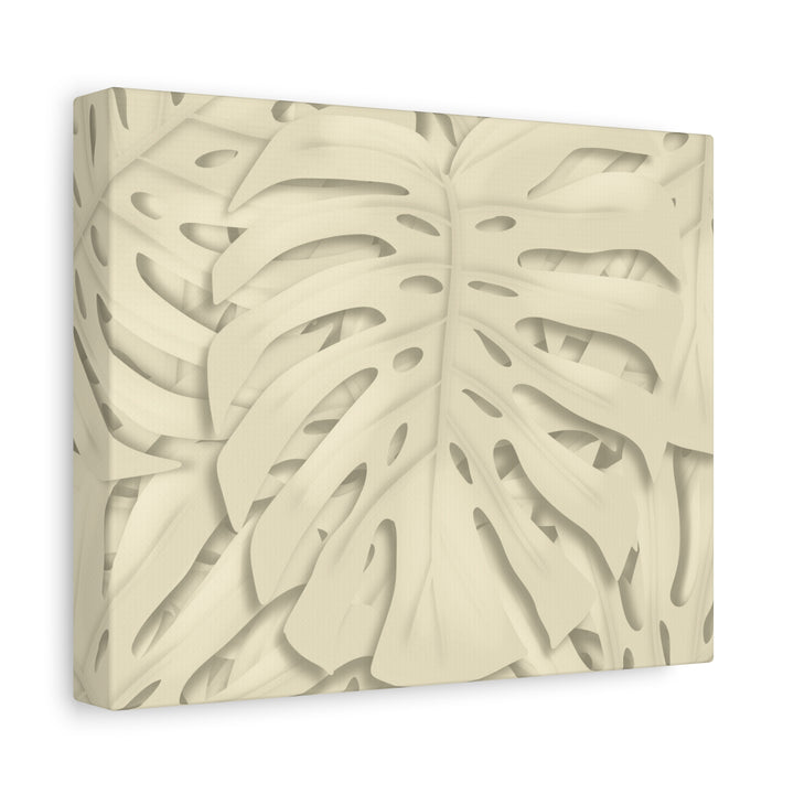 Monstera Canvas Print Durable Cotton Stretched Canvas With Beige Botanical Artwork For Modern Home Decor