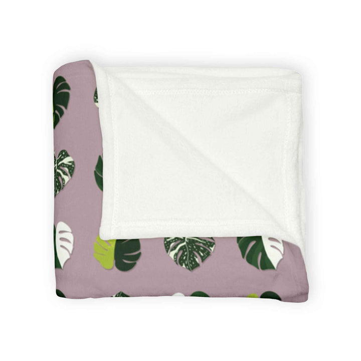 Variegated Monstera Pattern Cozy Fleece Throw Blanket