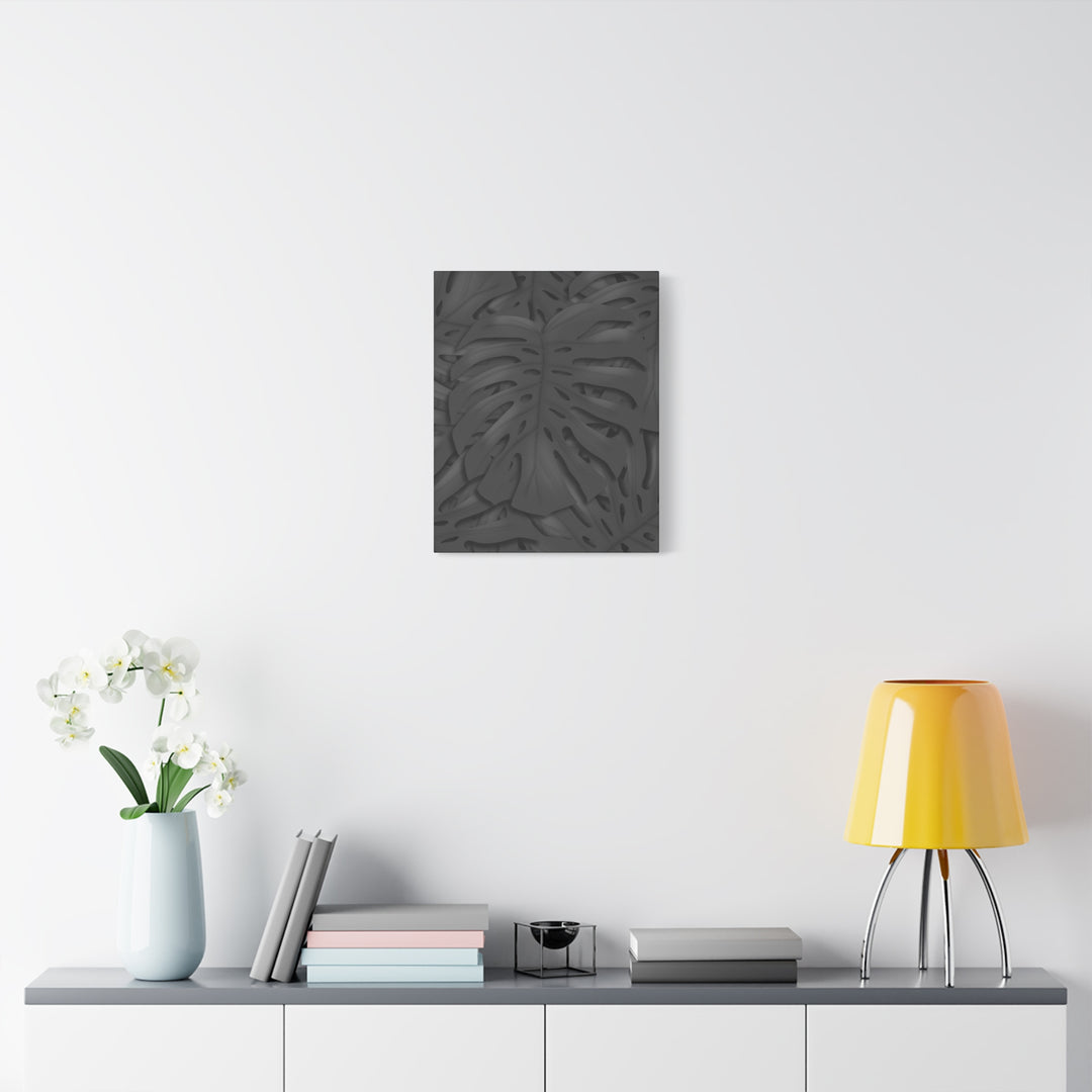 Charcoal Monstera Canvas Wall Art Matte Stretched 1.25 Inch Thick Plant Leaf Decor