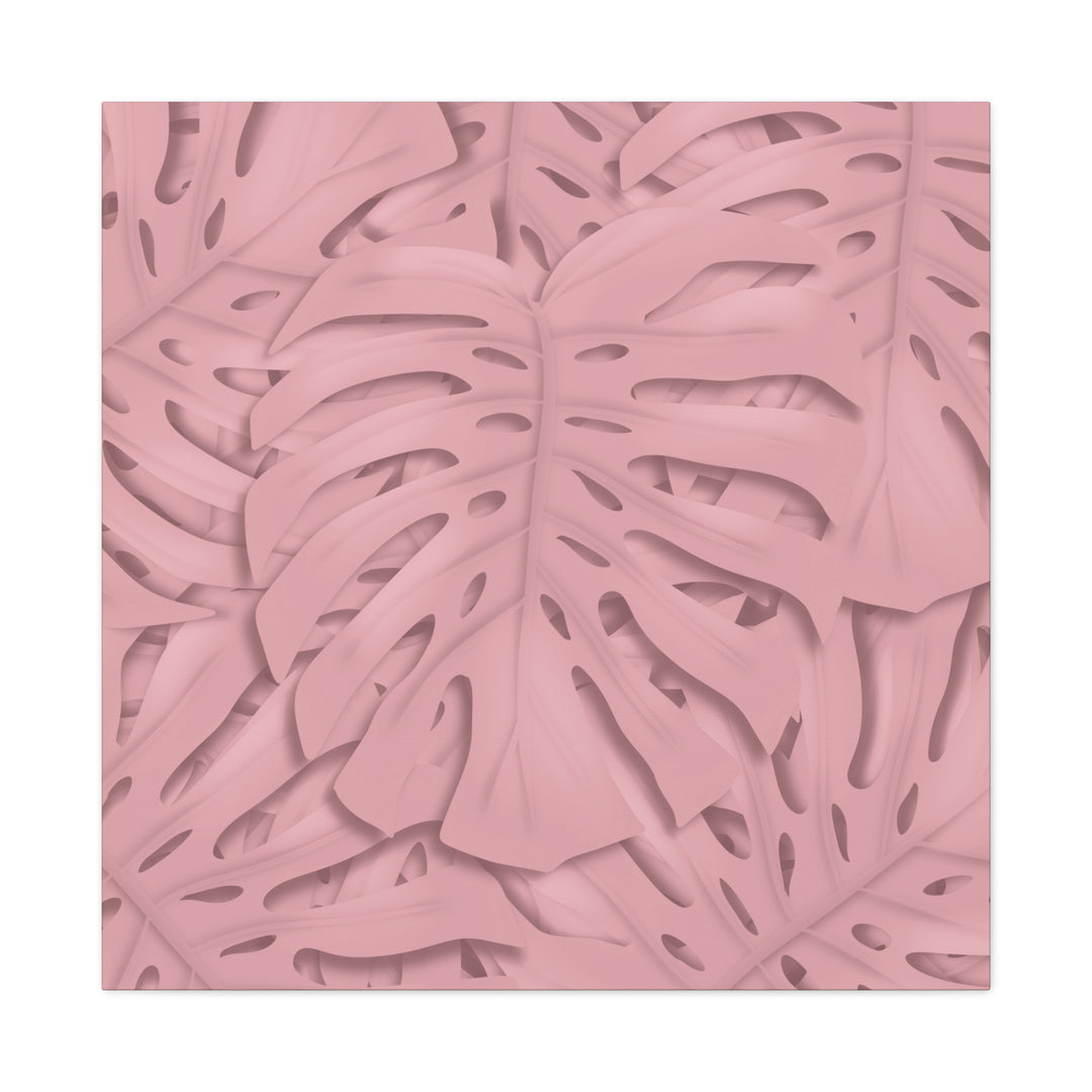 Monstera Canvas Art Soft Pink Botanical Wall Decor Matte Finish Print For Living Room