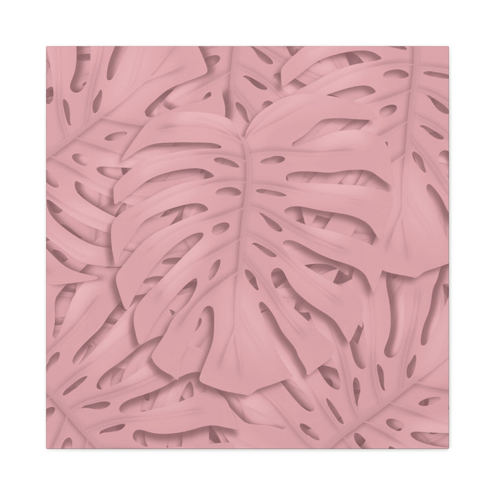 Monstera Canvas Art Soft Pink Botanical Wall Decor Matte Finish Print For Living Room