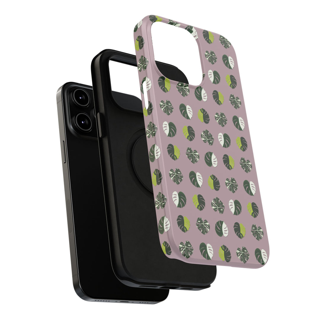Variegated Monstera Pattern Phone Case – Dual Layer Protective Cover