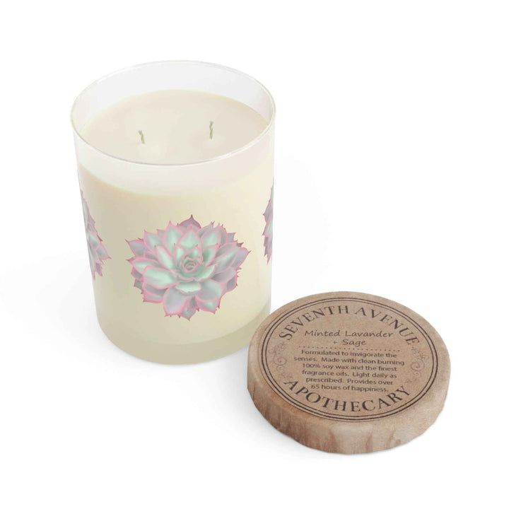 Echeveria Violet Queen Succulent 11oz Scented Candle — White Tea & Fig, Minted Lavender & Sage, or Ocean Mist & Moss