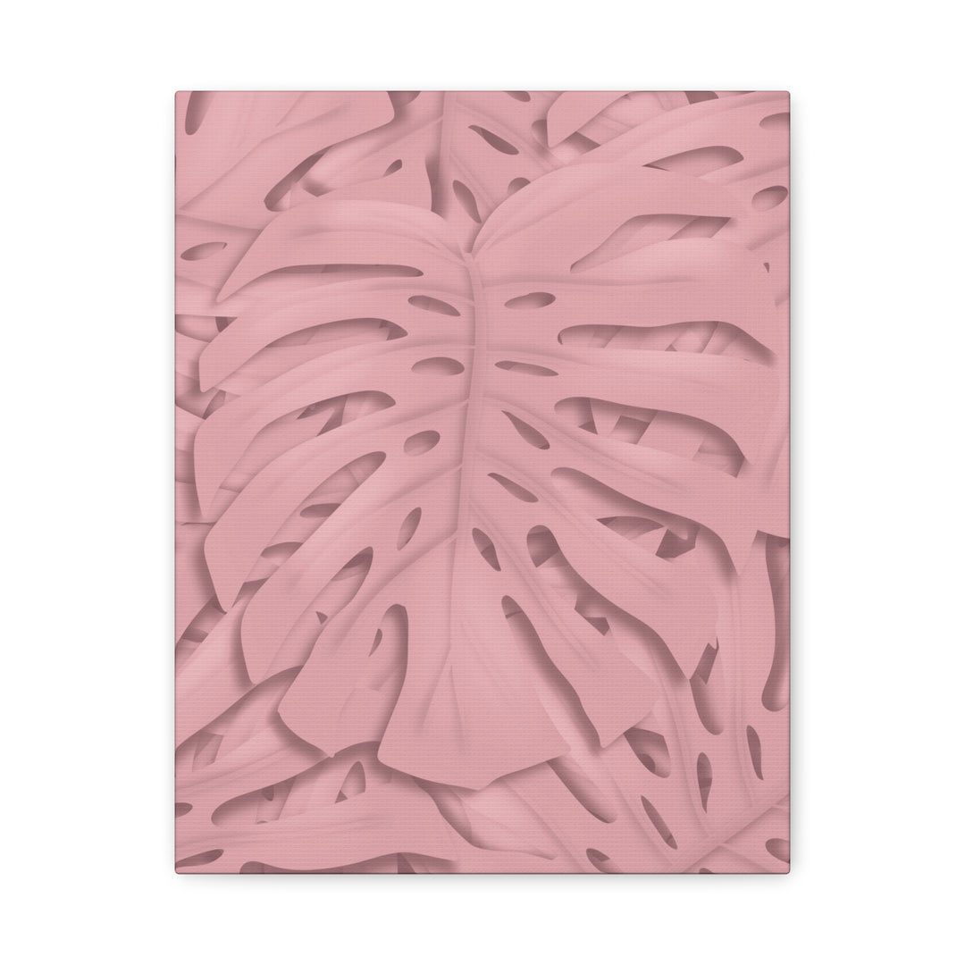Monstera Canvas Art Soft Pink Botanical Wall Decor Matte Finish Print For Living Room