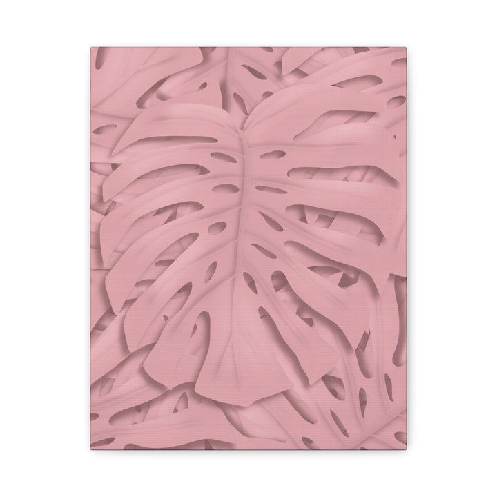 Monstera Canvas Art Soft Pink Botanical Wall Decor Matte Finish Print For Living Room