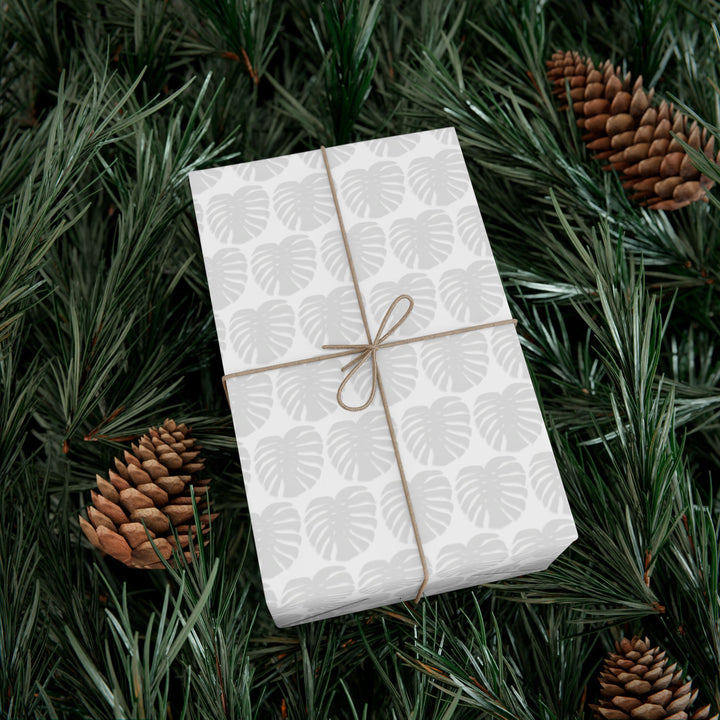 Monstera Leaf Light Gray Wrapping Paper – Botanical Gift Wrap Roll
