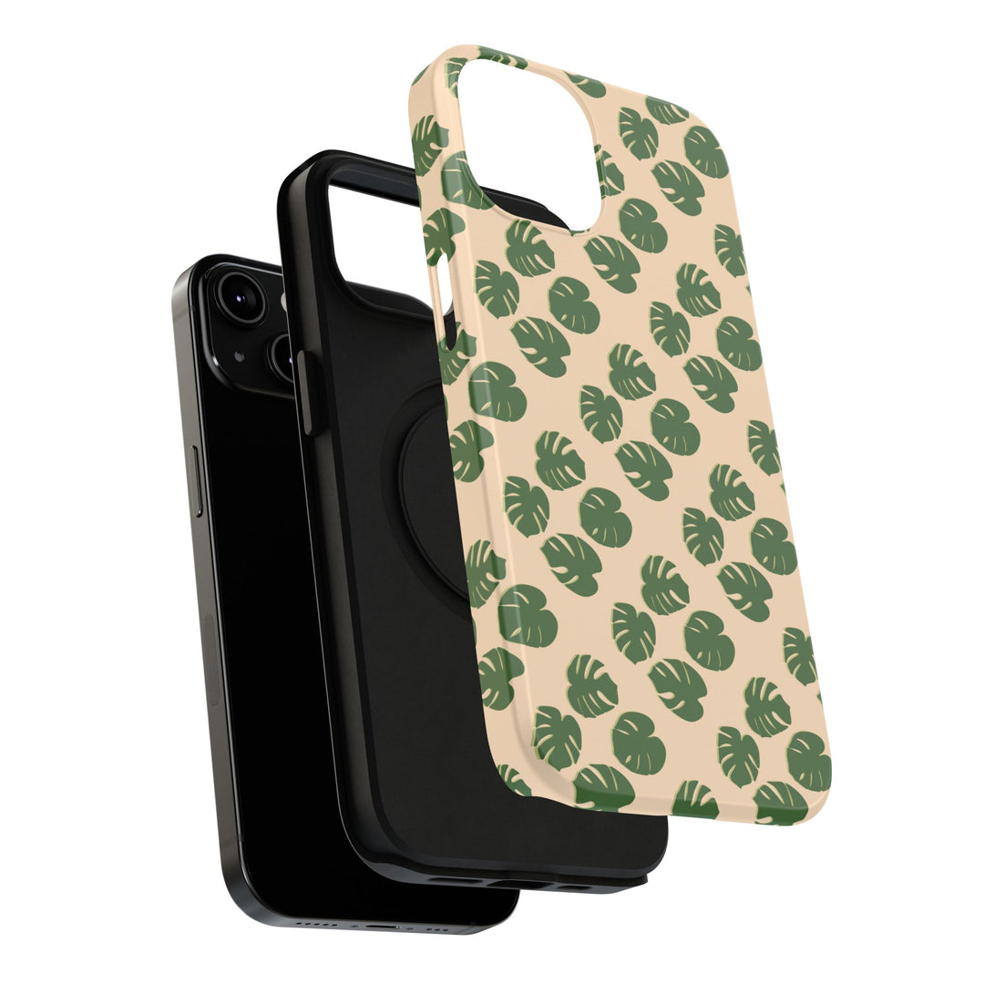 Monstera Pattern Phone Case – Dual Layer Protective Cover