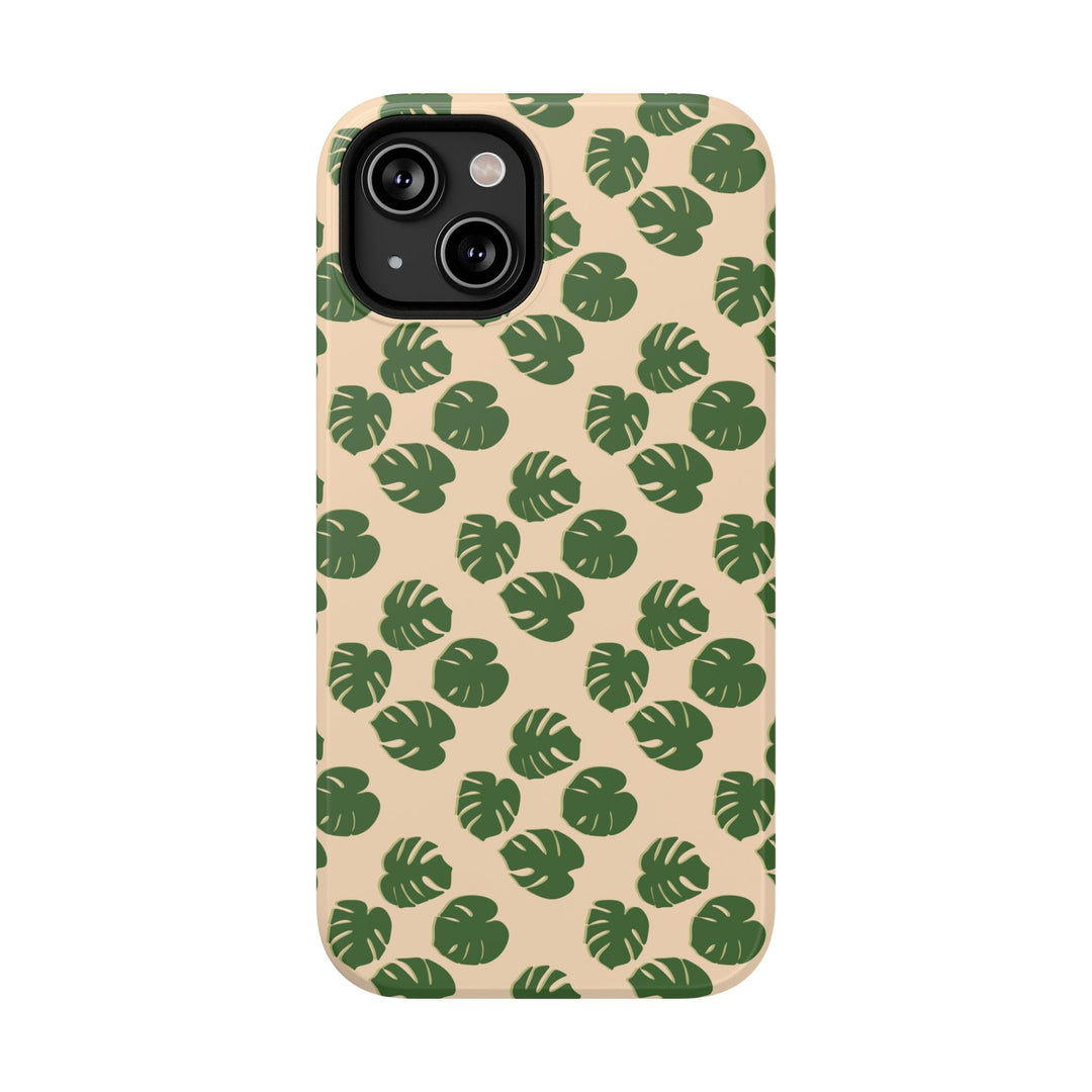 Monstera Pattern Phone Case – Dual Layer Protective Cover